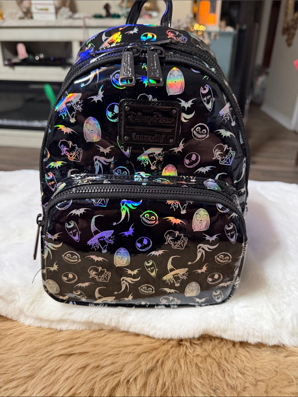 Loungefly Disney Parks Nightmare Before Christmas Holographic AOP Backpack NWT